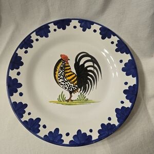Williams Sonoma Blue and White Rooster Plate